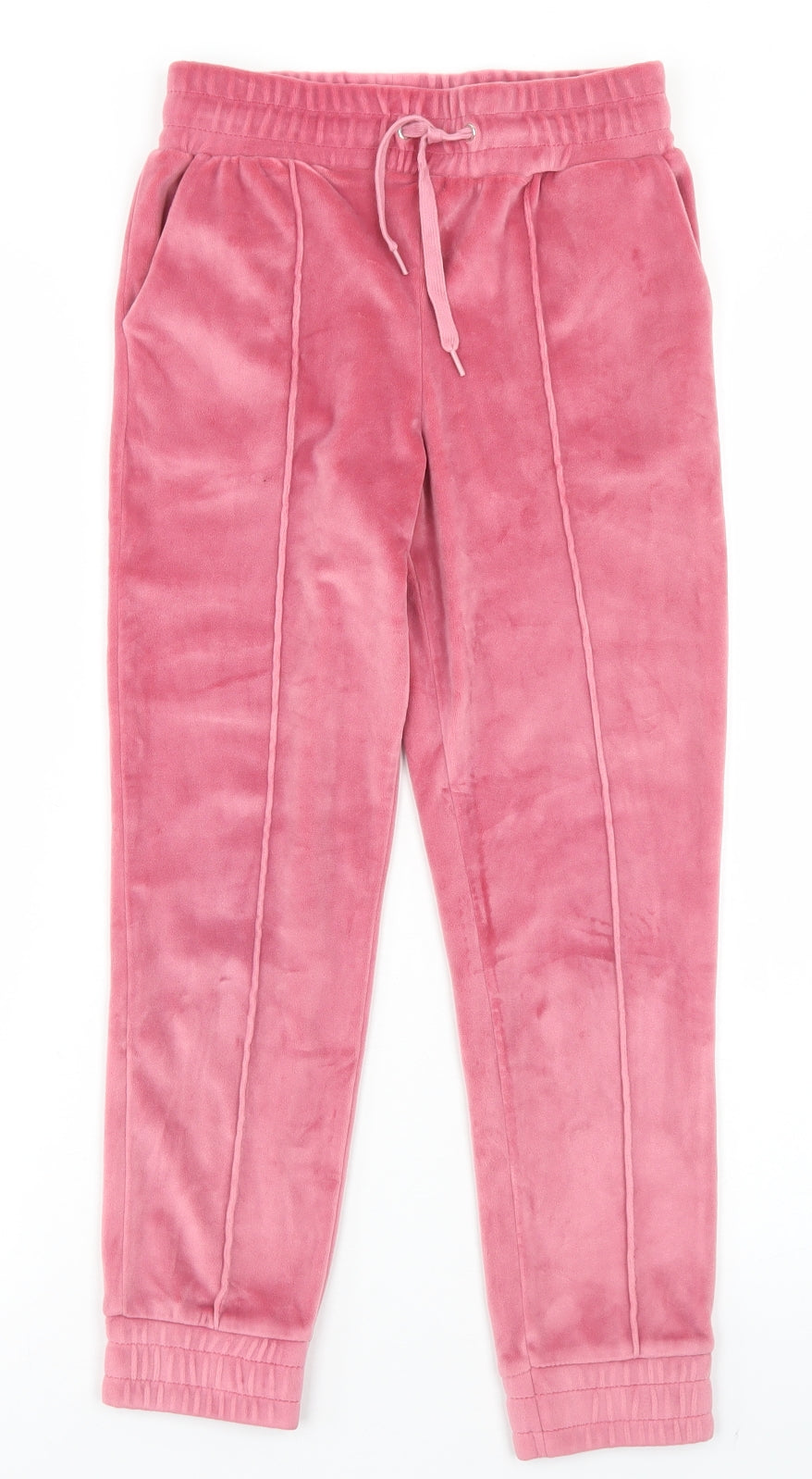 Dunnes Stores Girls Pink  Polyester Jogger Trousers Size 8-9 Years  Regular Drawstring