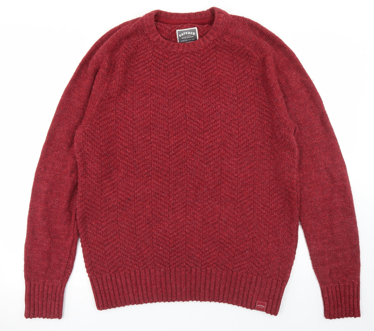 Fat Face Mens Red Crew Neck  Cotton Pullover Jumper Size M