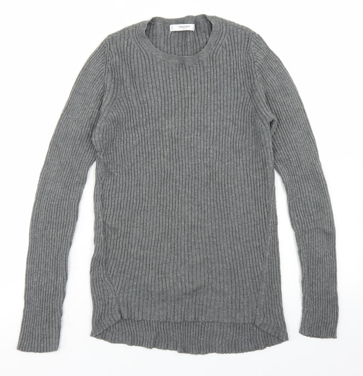 Mango Womens Grey Crew Neck Polyester Pullover Jumper Size L