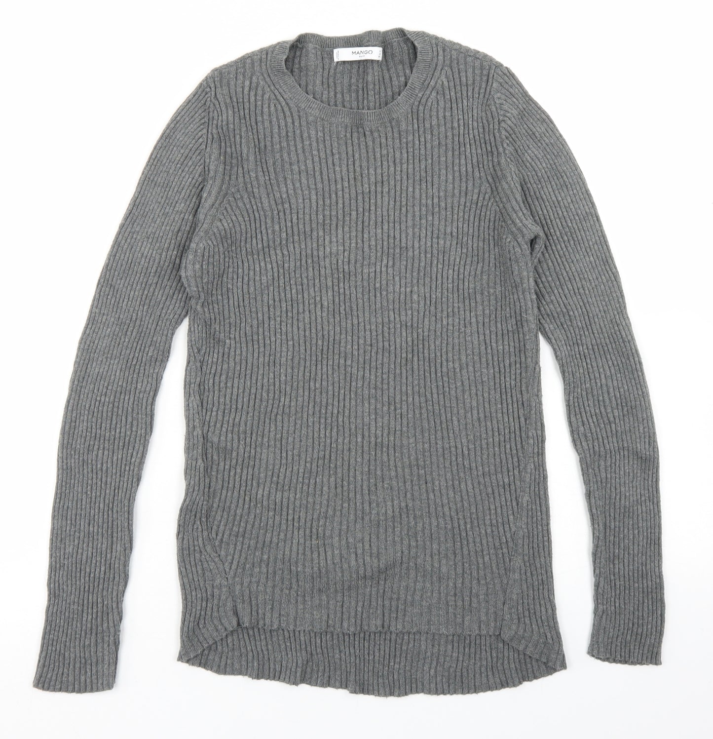 Mango Womens Grey Crew Neck  Polyester Pullover Jumper Size L