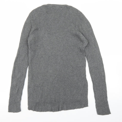 Mango Womens Grey Crew Neck  Polyester Pullover Jumper Size L