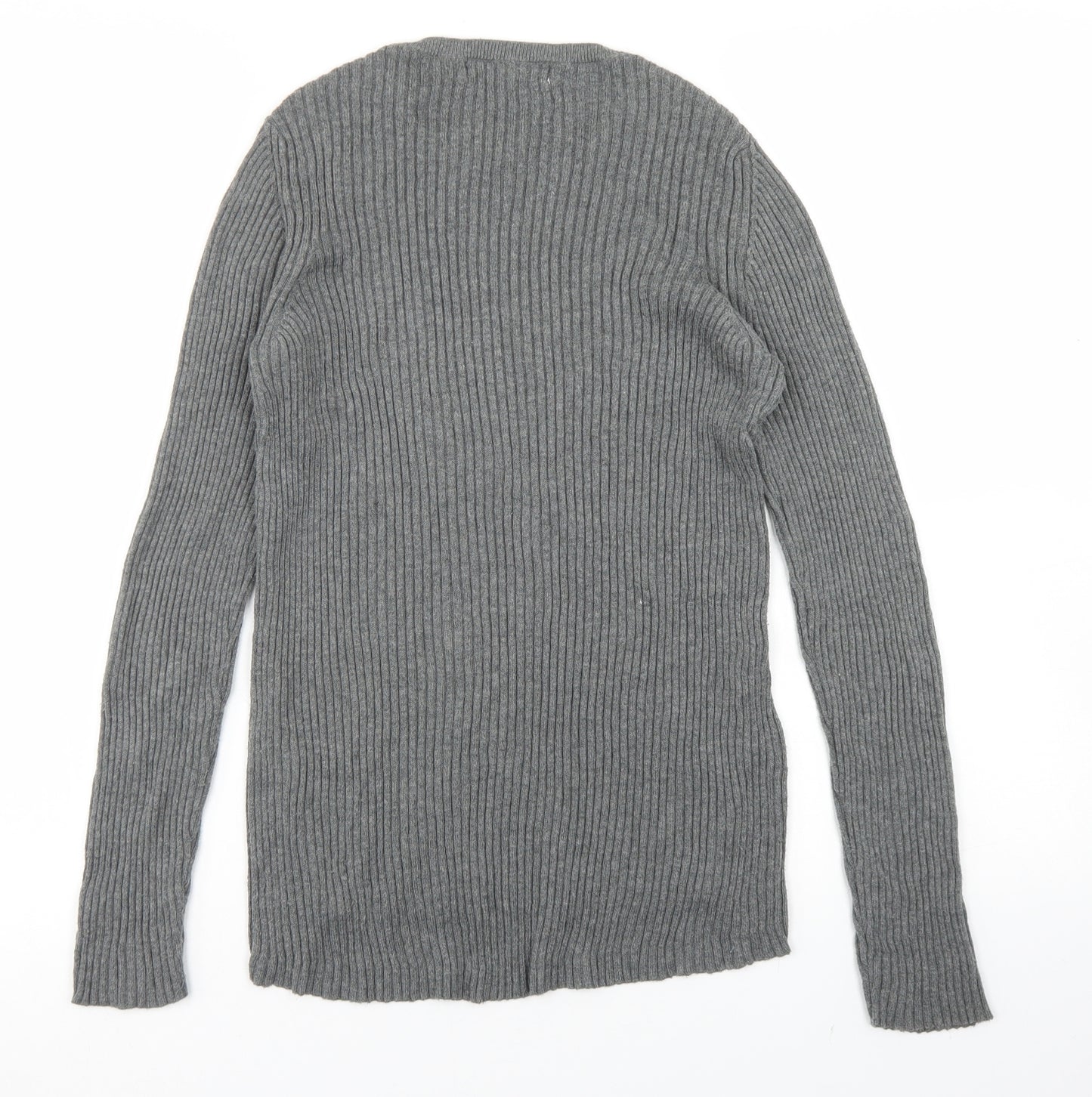 Mango Womens Grey Crew Neck  Polyester Pullover Jumper Size L