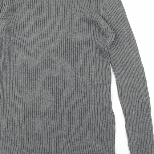 Mango Womens Grey Crew Neck  Polyester Pullover Jumper Size L