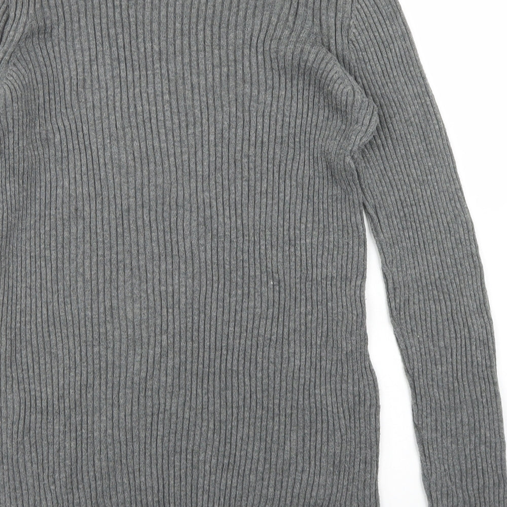 Mango Womens Grey Crew Neck  Polyester Pullover Jumper Size L