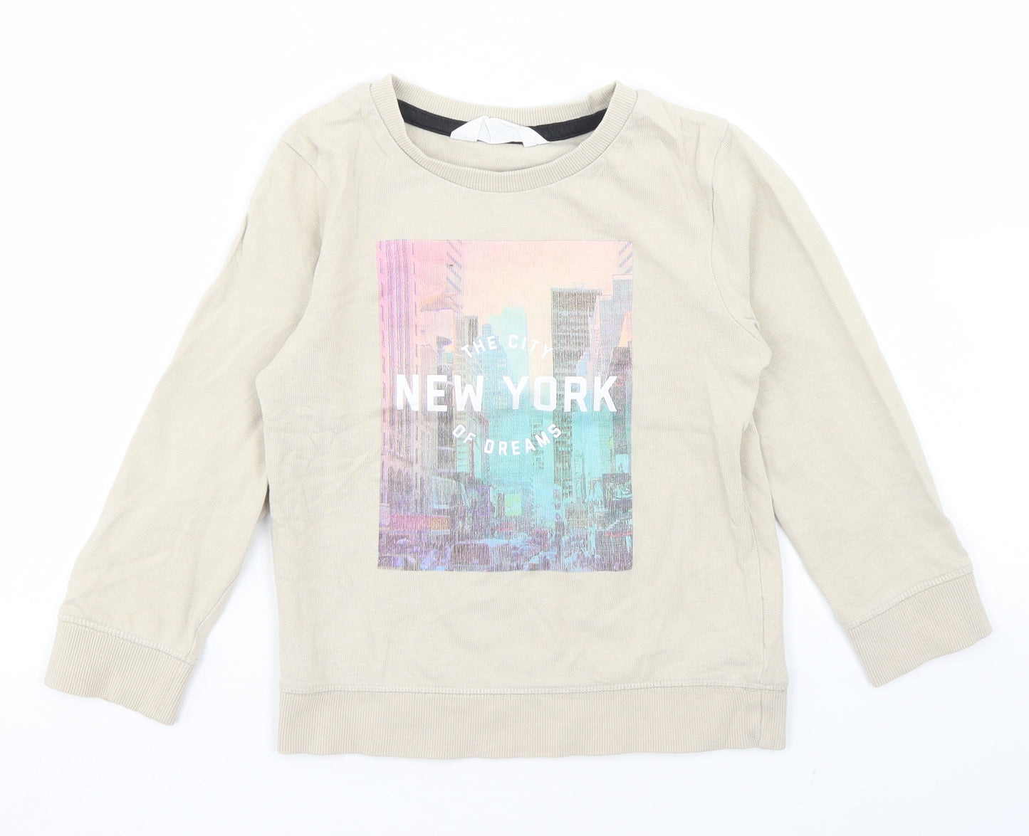 H&M Boys Beige  Cotton Pullover Sweatshirt Size 5-6 Years