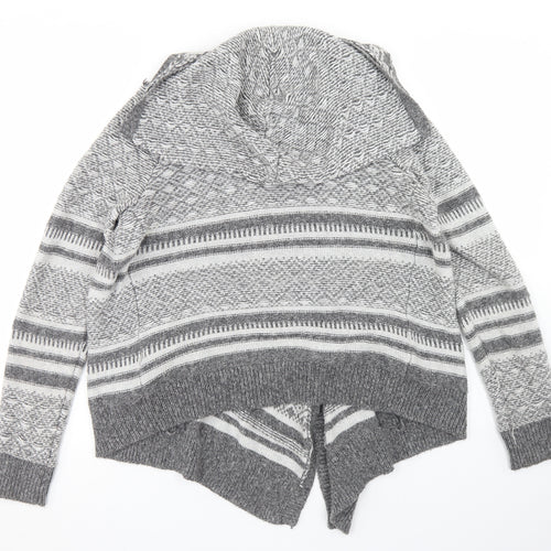 Abercrombie & Fitch Womens Grey Scoop Neck Fair Isle Cotton Cardigan Jumper Size M