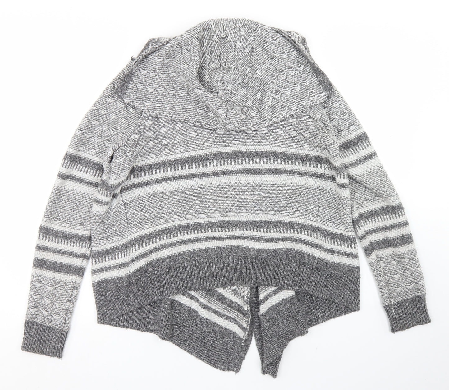 Abercrombie & Fitch Womens Grey Scoop Neck Fair Isle Cotton Cardigan Jumper Size M