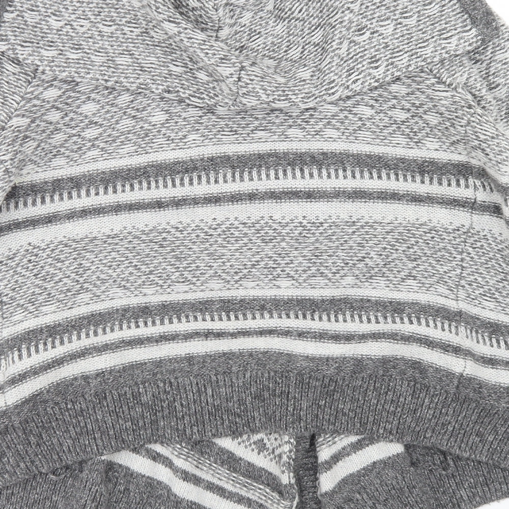 Abercrombie & Fitch Womens Grey Scoop Neck Fair Isle Cotton Cardigan Jumper Size M