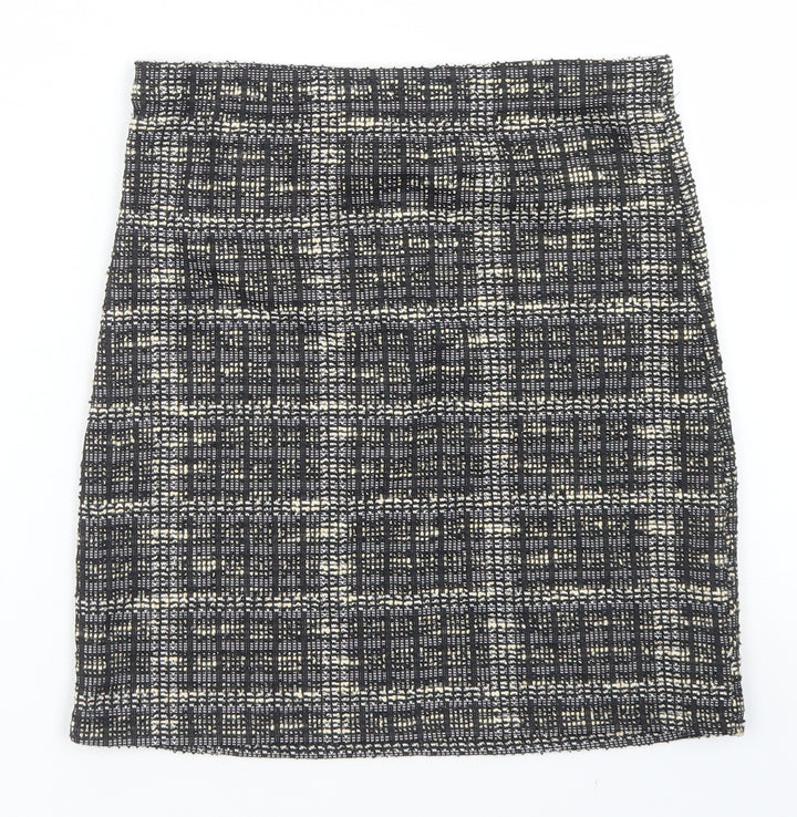 Chemistry Womens Black Plaid Polyester A-Line Skirt Size 8