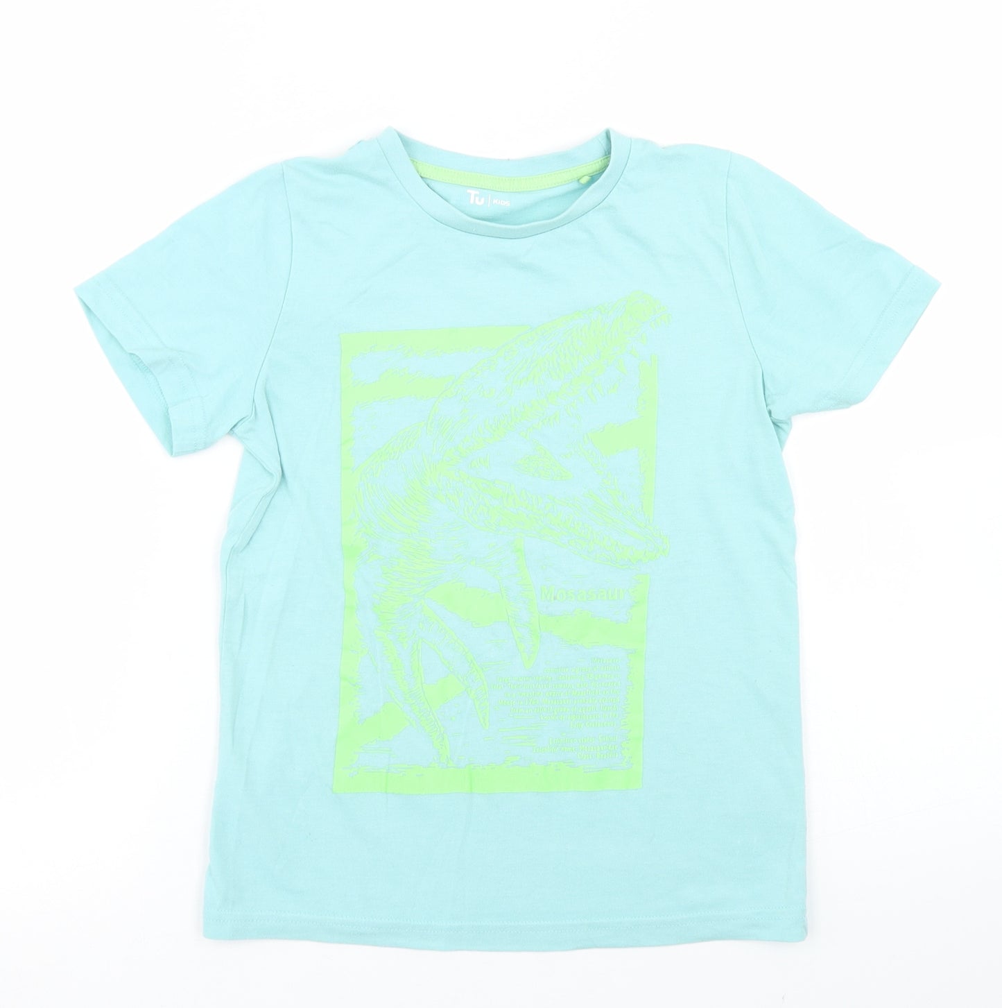TU Boys Blue  Cotton Basic T-Shirt Size 8 Years Crew Neck