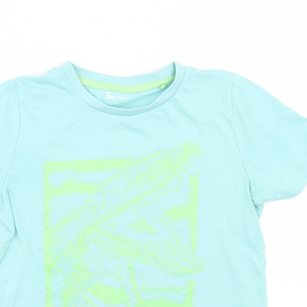 TU Boys Blue  Cotton Basic T-Shirt Size 8 Years Crew Neck