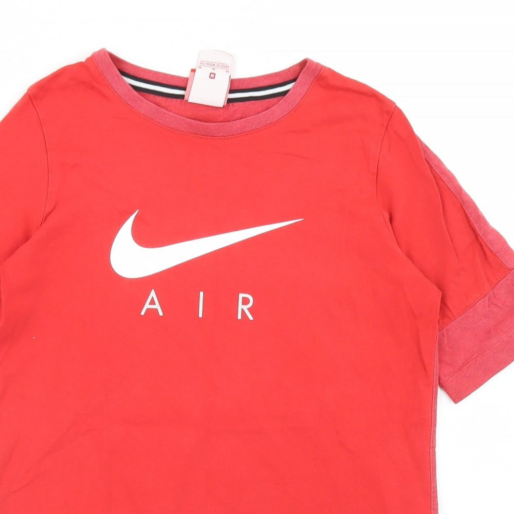 Nike Boys Red  Cotton Basic T-Shirt Size 10-11 Years Crew Neck