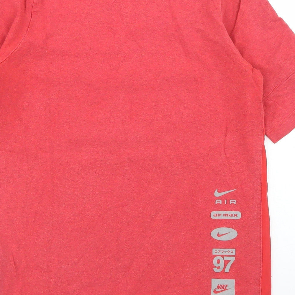 Nike Boys Red  Cotton Basic T-Shirt Size 10-11 Years Crew Neck