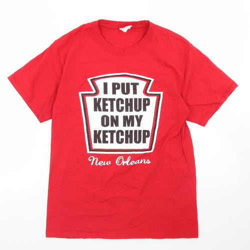 Port & Company Mens Red  Cotton  T-Shirt Size S Crew Neck  - Tomato Ketchup