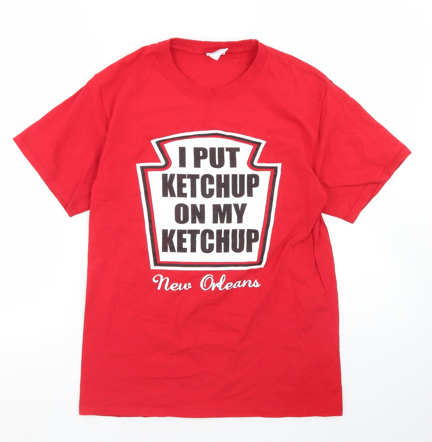 Port & Company Mens Red  Cotton  T-Shirt Size S Crew Neck  - Tomato Ketchup