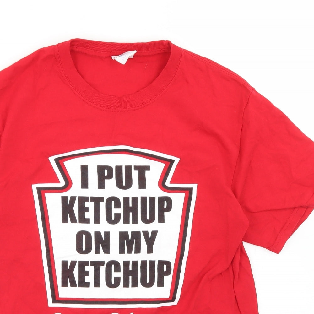 Port & Company Mens Red  Cotton  T-Shirt Size S Crew Neck  - Tomato Ketchup