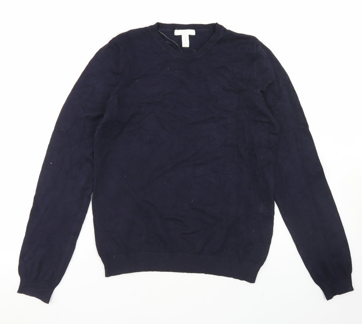 H&M Womens Blue Crew Neck Viscose Pullover Jumper Size S