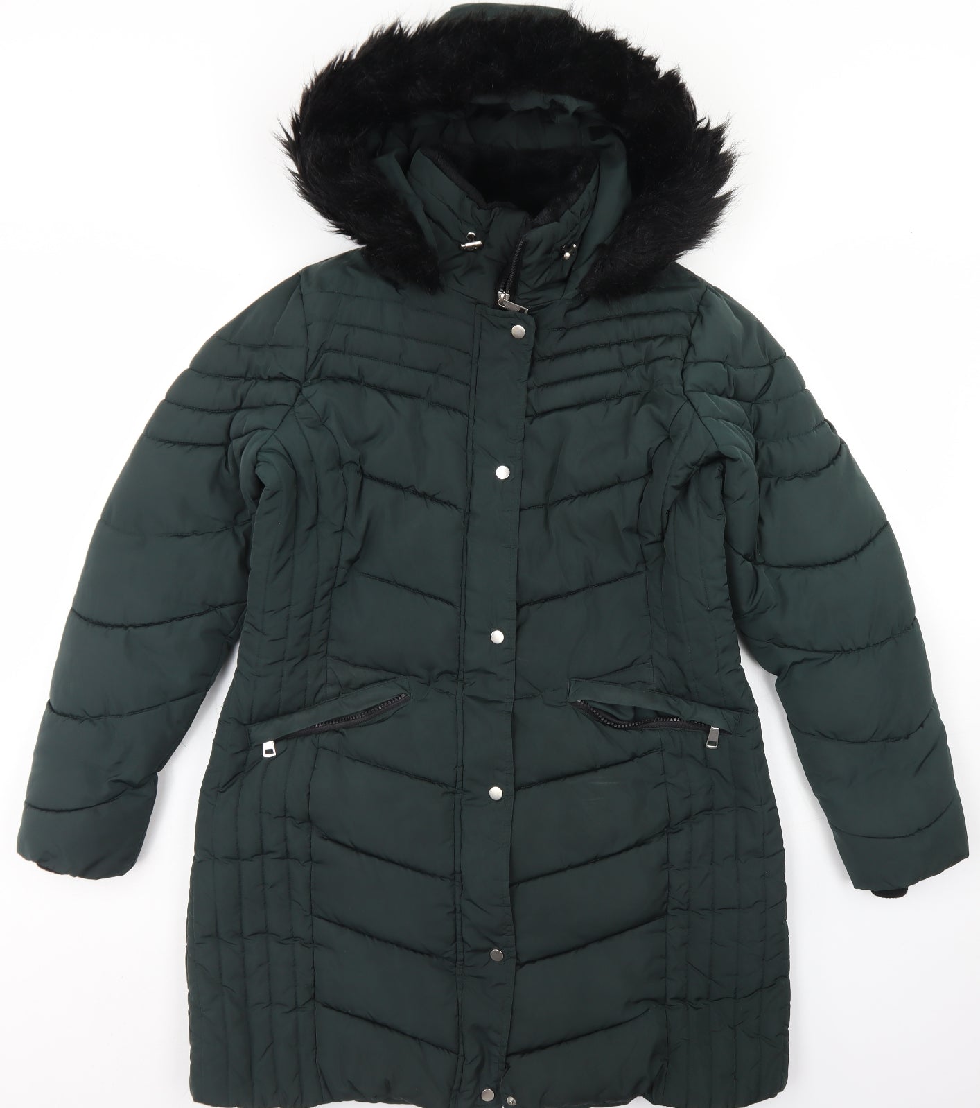 George Womens Green   Parka Coat Size 12  Zip