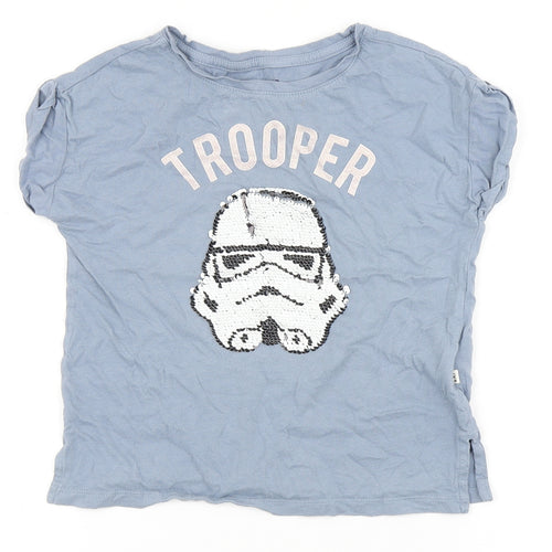 Gap Girls Blue  100% Cotton Basic T-Shirt Size 6-7 Years Round Neck  - Storm trooper, Star wars