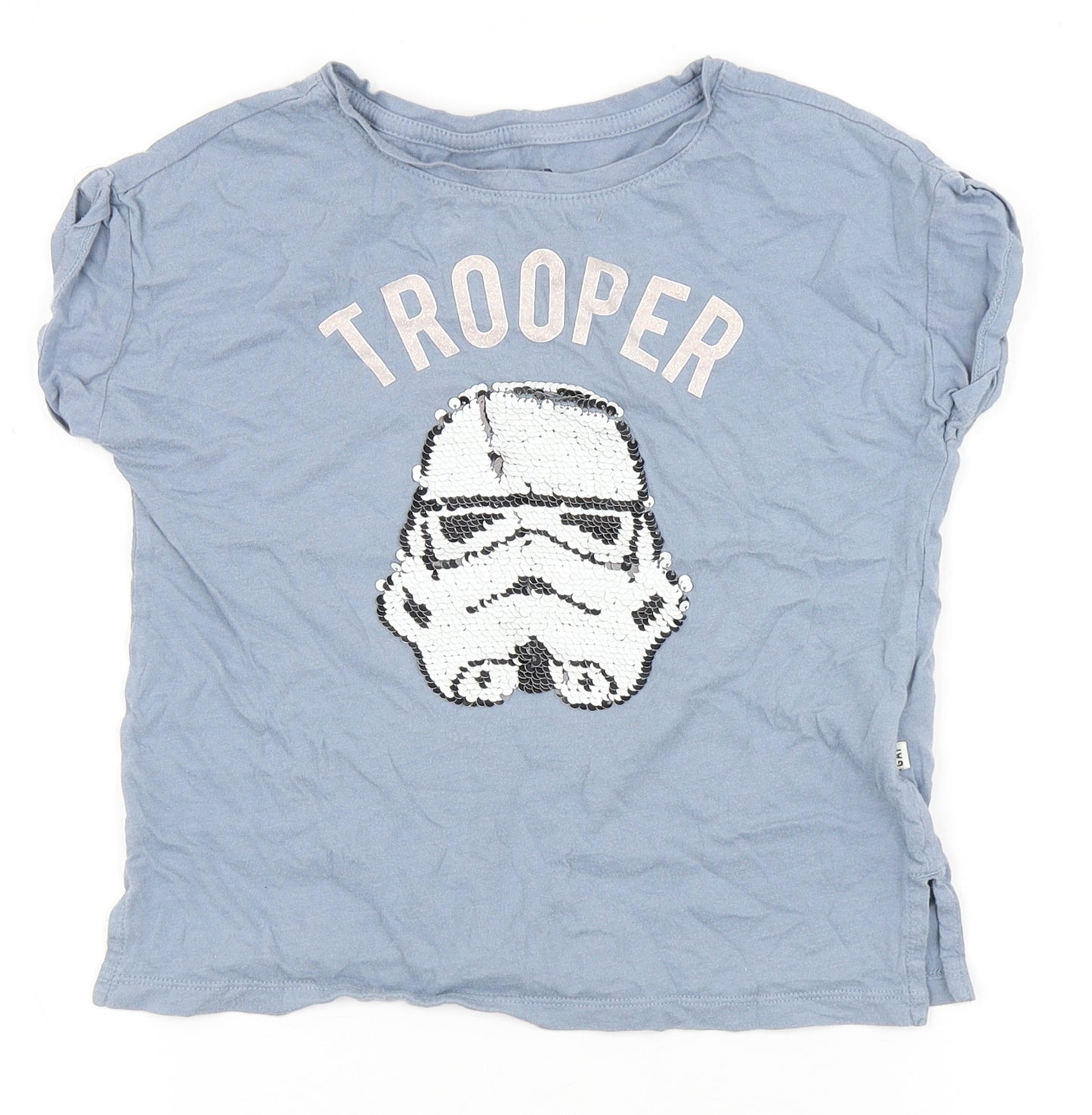 Gap Girls Blue  100% Cotton Basic T-Shirt Size 6-7 Years Round Neck  - Storm trooper, Star wars