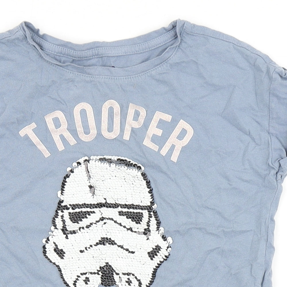 Gap Girls Blue  100% Cotton Basic T-Shirt Size 6-7 Years Round Neck  - Storm trooper, Star wars