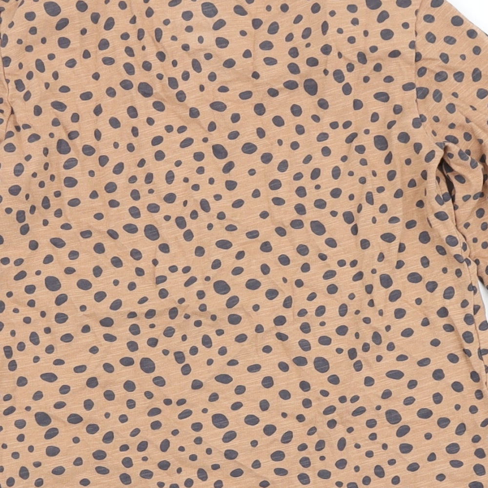 F&F Girls Brown Animal Print 100% Cotton Basic T-Shirt Size 4-5 Years Round Neck