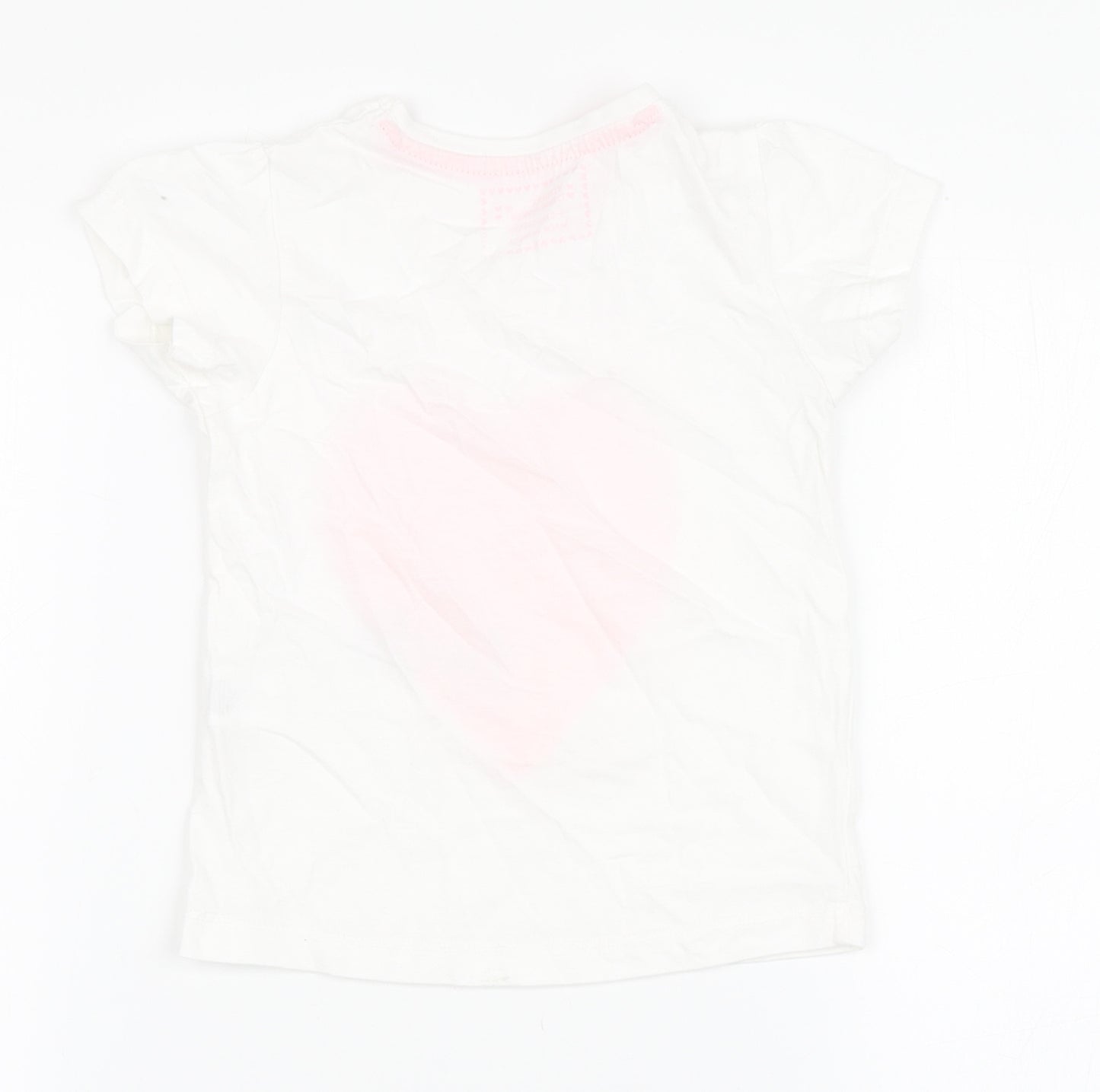 Young Dimension Girls White  100% Cotton Basic T-Shirt Size 4-5 Years Round Neck  - Heart