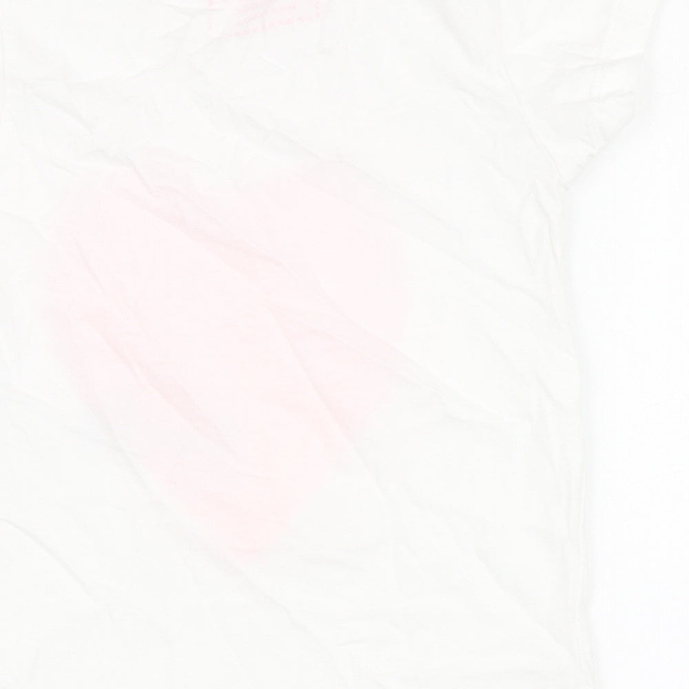 Young Dimension Girls White  100% Cotton Basic T-Shirt Size 4-5 Years Round Neck  - Heart