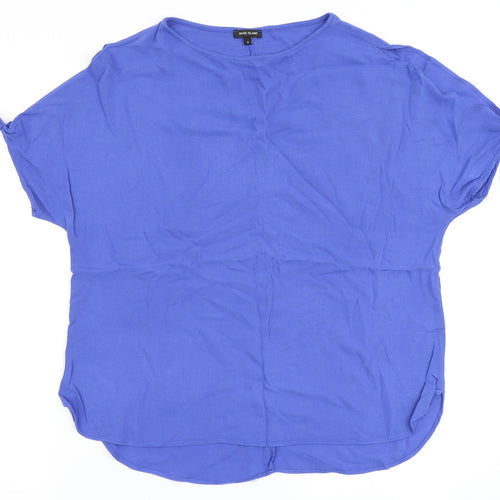 River Island Womens Blue  Viscose Basic Blouse Size 8 Round Neck - Cold Shoulder