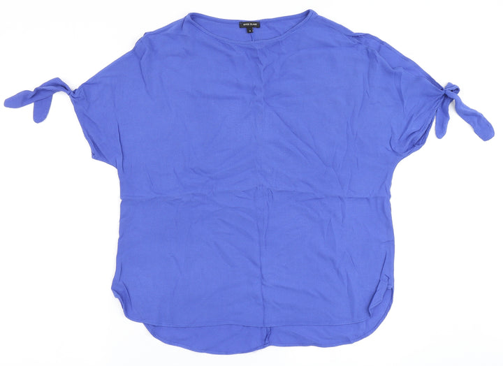 River Island Womens Blue  Viscose Basic Blouse Size 8 Round Neck - Cold Shoulder