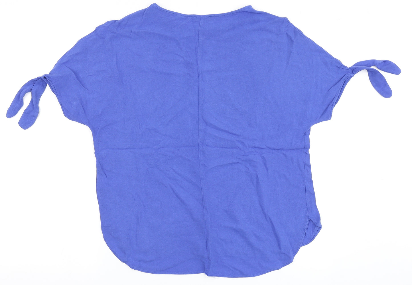 River Island Womens Blue  Viscose Basic Blouse Size 8 Round Neck - Cold Shoulder