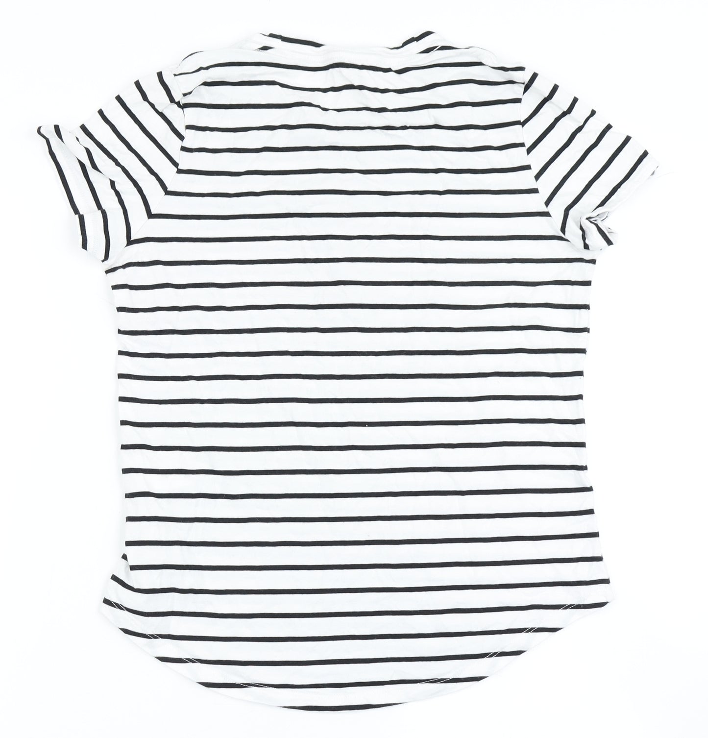 Banana Republic Womens White Striped 100% Cotton Basic T-Shirt Size 2XS Round Neck - Je T'Adore