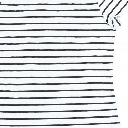 Banana Republic Womens White Striped 100% Cotton Basic T-Shirt Size 2XS Round Neck - Je T'Adore
