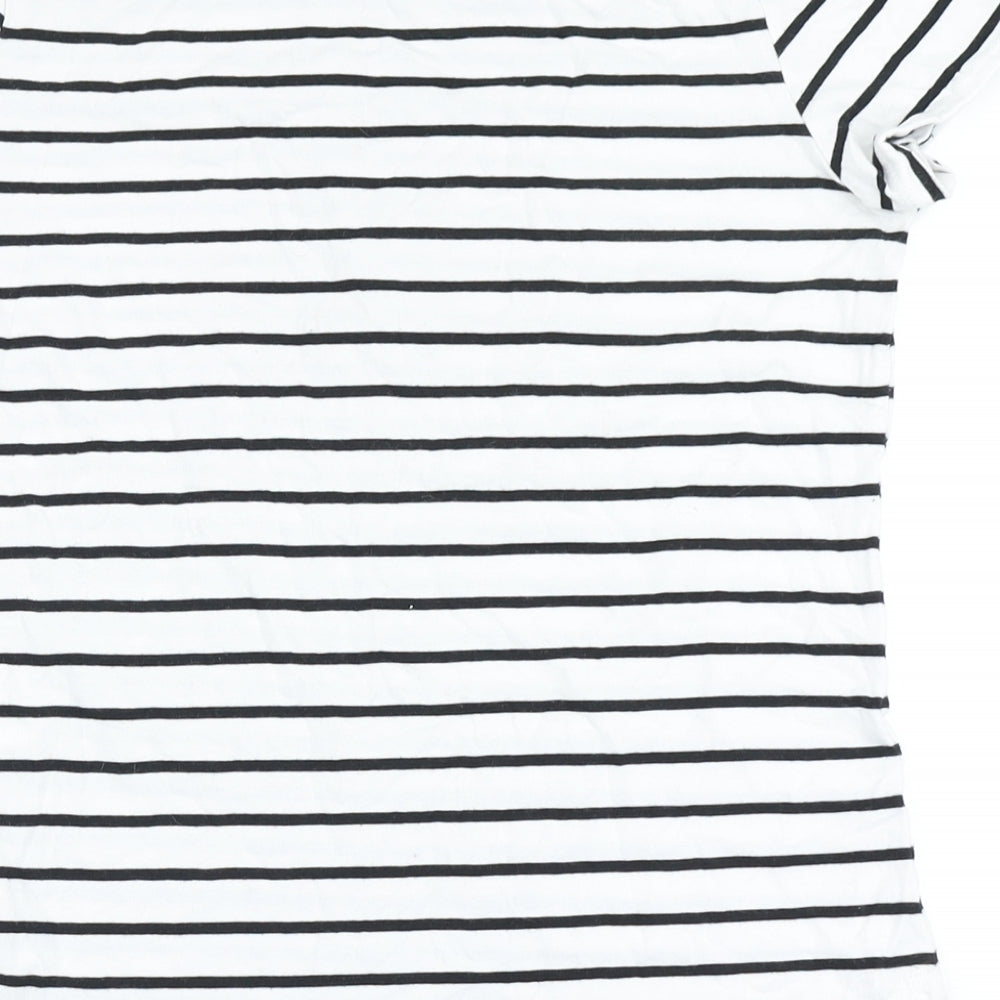 Banana Republic Womens White Striped 100% Cotton Basic T-Shirt Size 2XS Round Neck - Je T'Adore