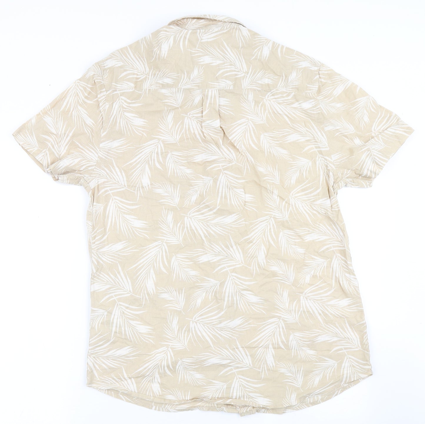Acw85 Mens Beige  Cotton  Button-Up Size M Round Neck Button