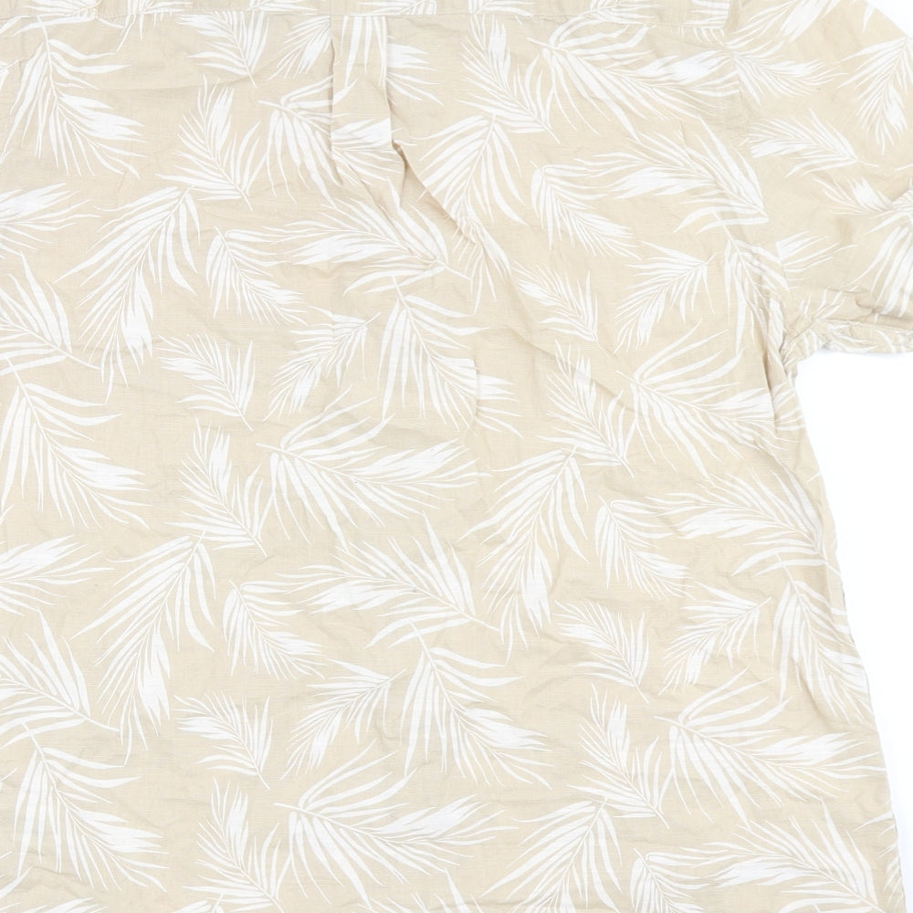 Acw85 Mens Beige  Cotton  Button-Up Size M Round Neck Button