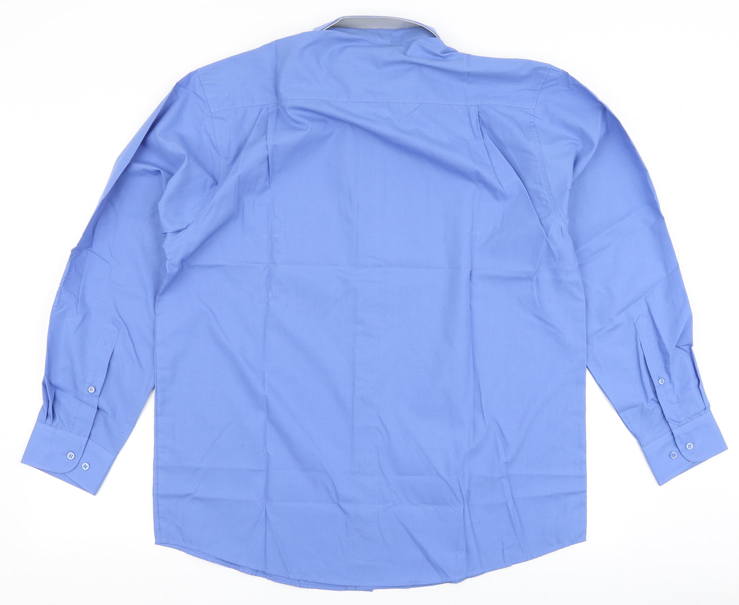 Precision Mens Blue  Polyester  Dress Shirt Size 15.5 Round Neck Button