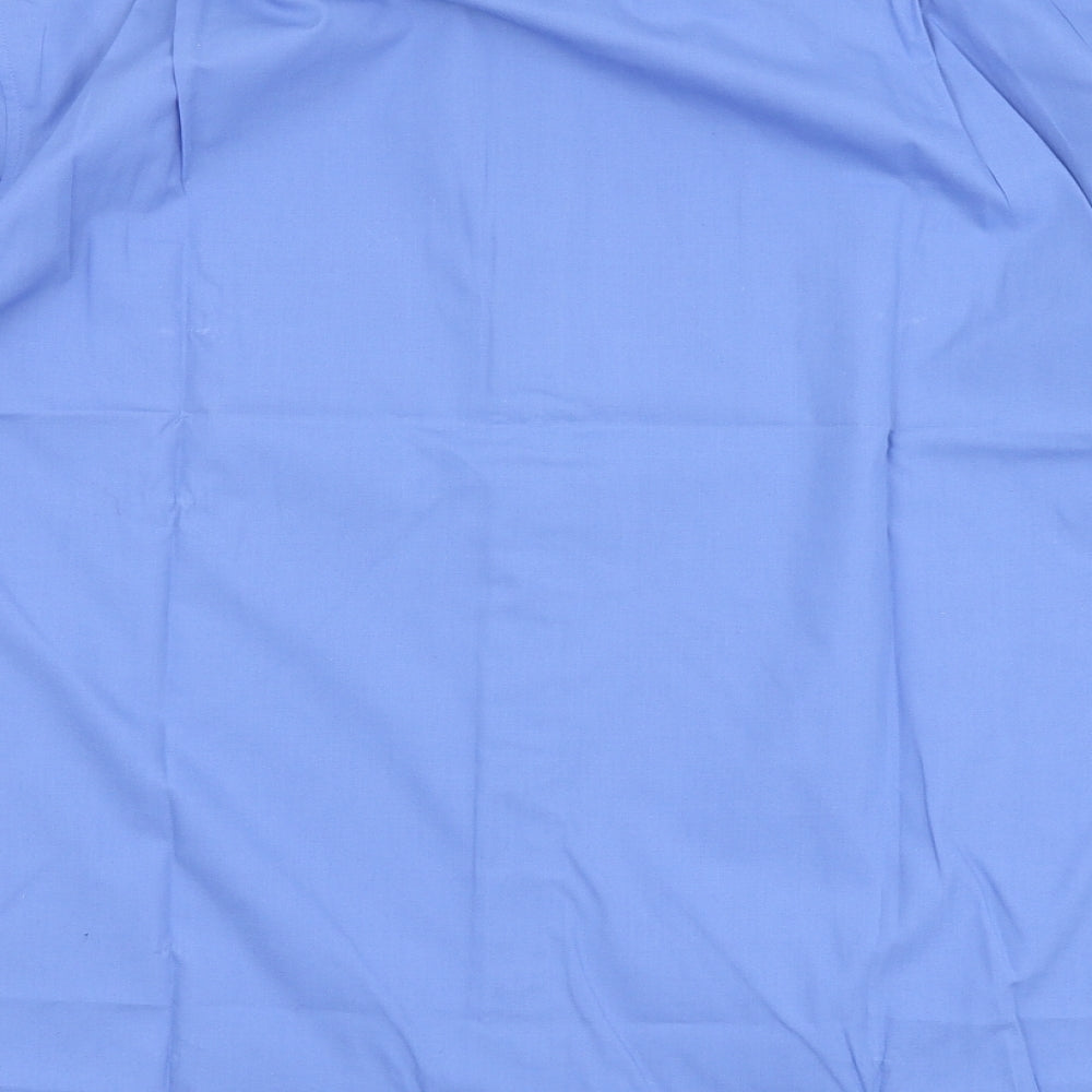 Precision Mens Blue  Polyester  Dress Shirt Size 15.5 Round Neck Button