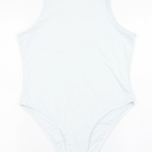 SheIn Womens Blue  Polyimide Bodysuit One-Piece Size L  Snap