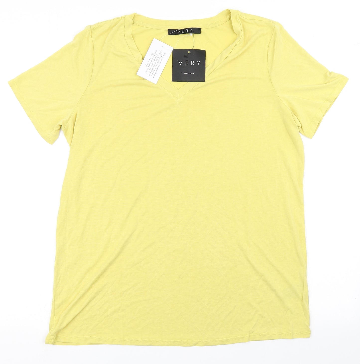 Very Womens Yellow  Modal Basic T-Shirt Size 16 V-Neck