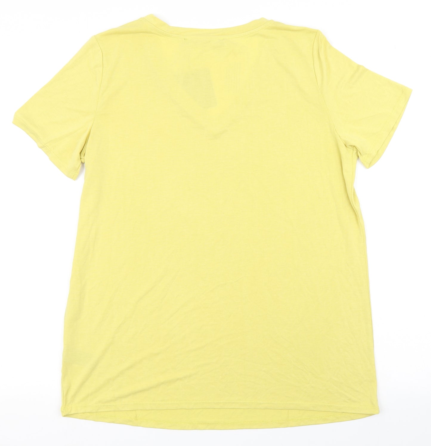 Very Womens Yellow  Modal Basic T-Shirt Size 16 V-Neck