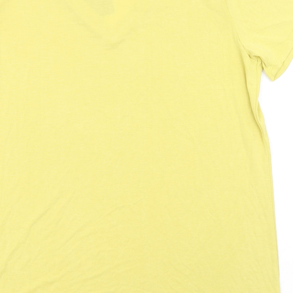 Very Womens Yellow  Modal Basic T-Shirt Size 16 V-Neck