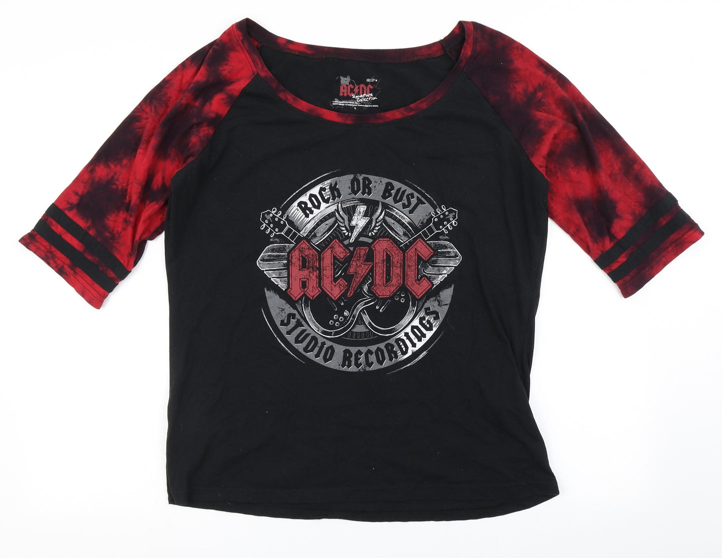 EMP Womens Black  100% Cotton Basic T-Shirt Size L Round Neck - ACDC