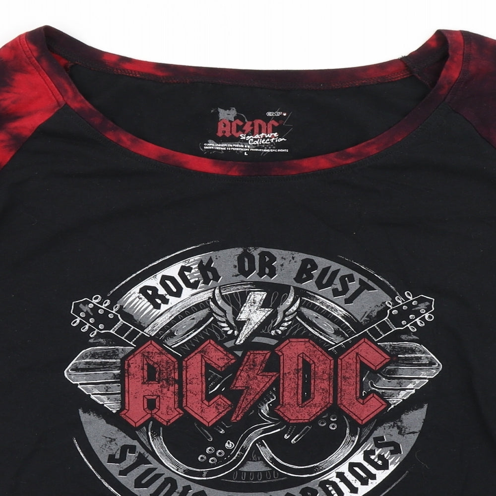 EMP Womens Black  100% Cotton Basic T-Shirt Size L Round Neck - ACDC