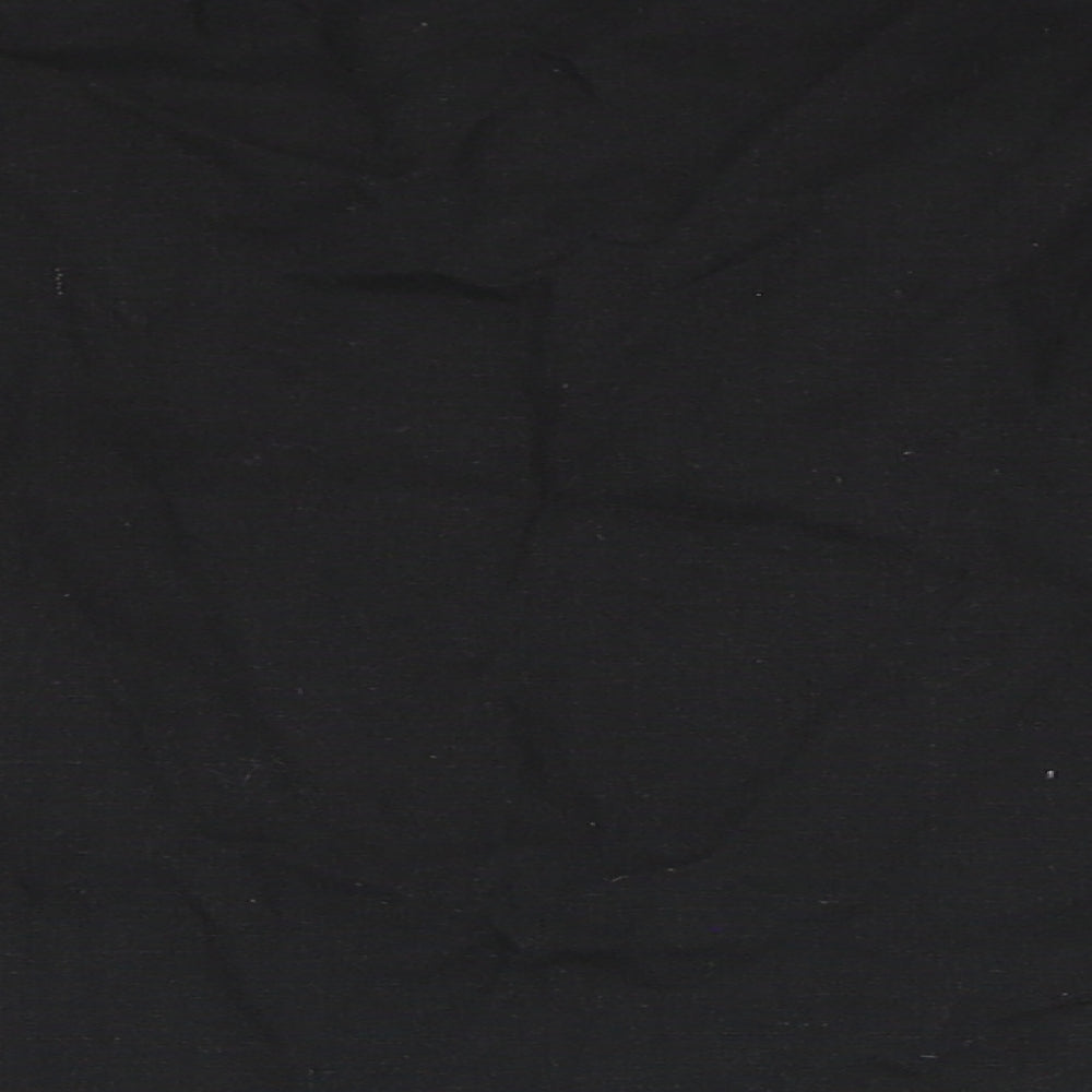 Boohoo Womens Black  Cotton Cropped Button-Up Size 16 Round Neck - Chest Pocket