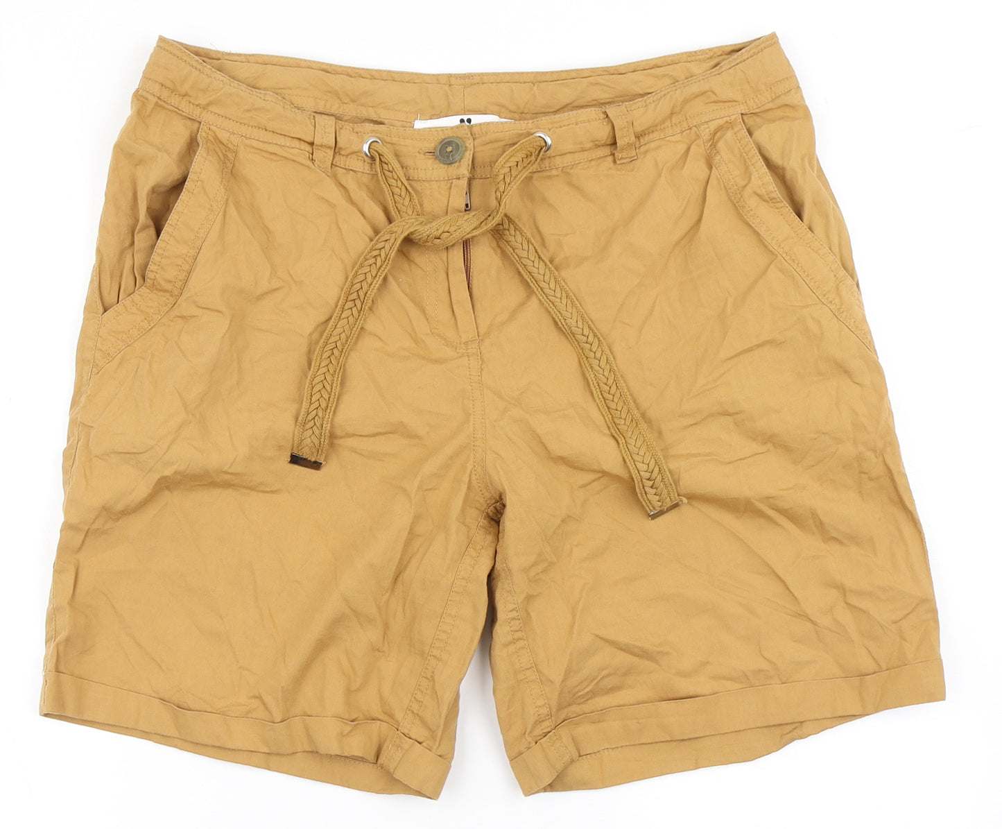Very Womens Brown  100% Cotton Bermuda Shorts Size 12 L7.5 in Regular Button