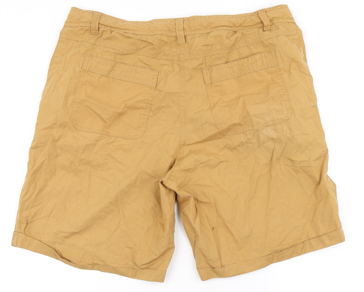 Very Womens Brown  100% Cotton Bermuda Shorts Size 12 L7.5 in Regular Button