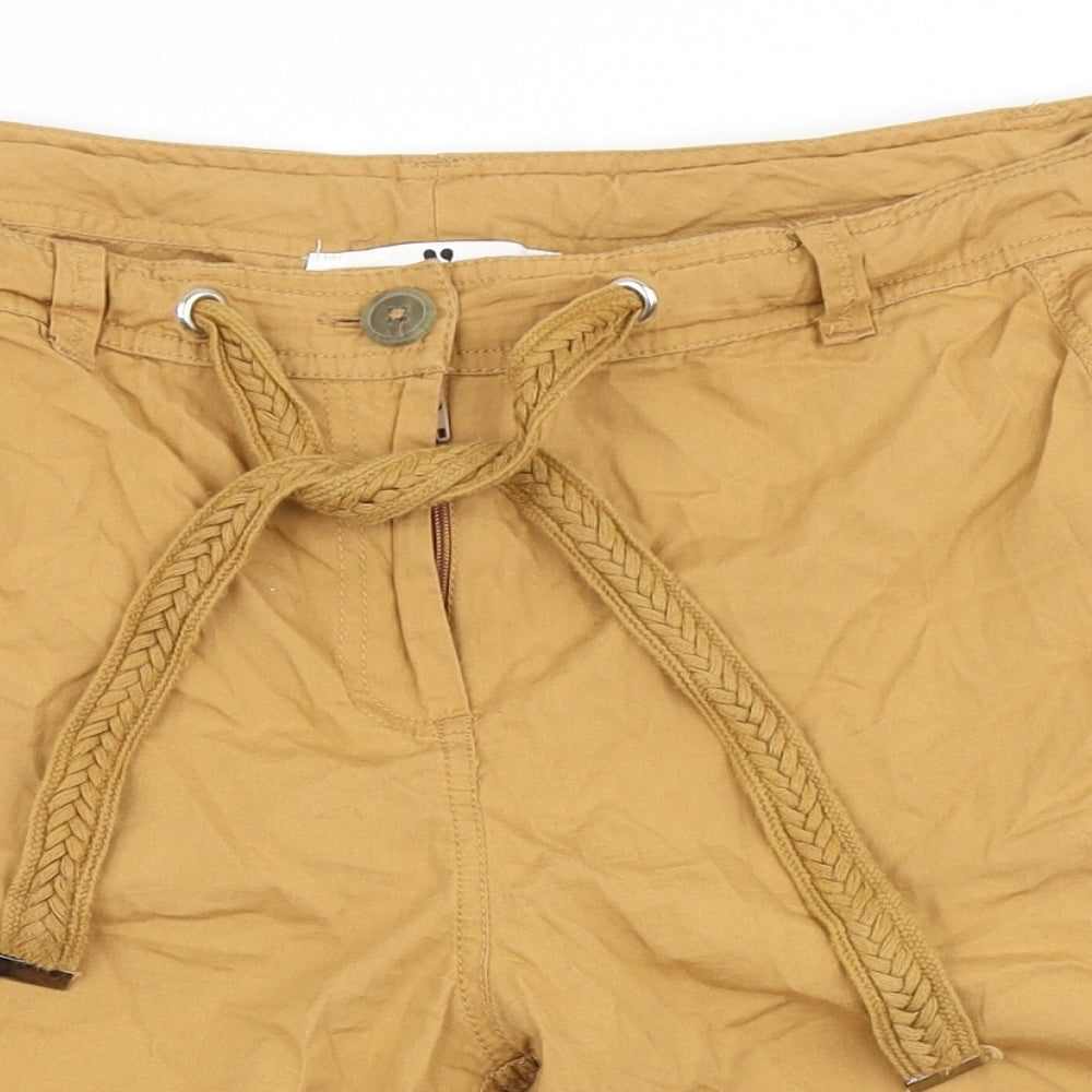 Very Womens Brown  100% Cotton Bermuda Shorts Size 12 L7.5 in Regular Button