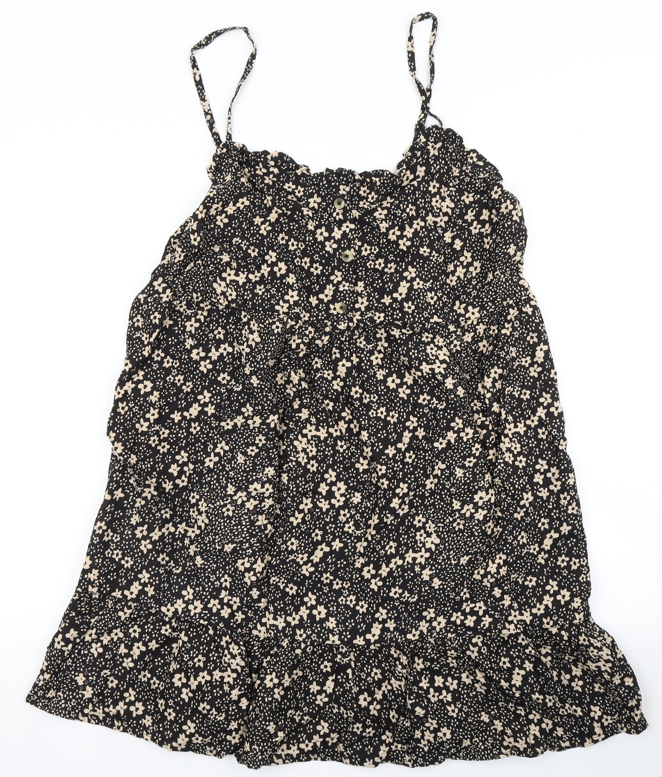 Pep&Co Womens Black Floral Viscose A-Line  Size 22  Round Neck