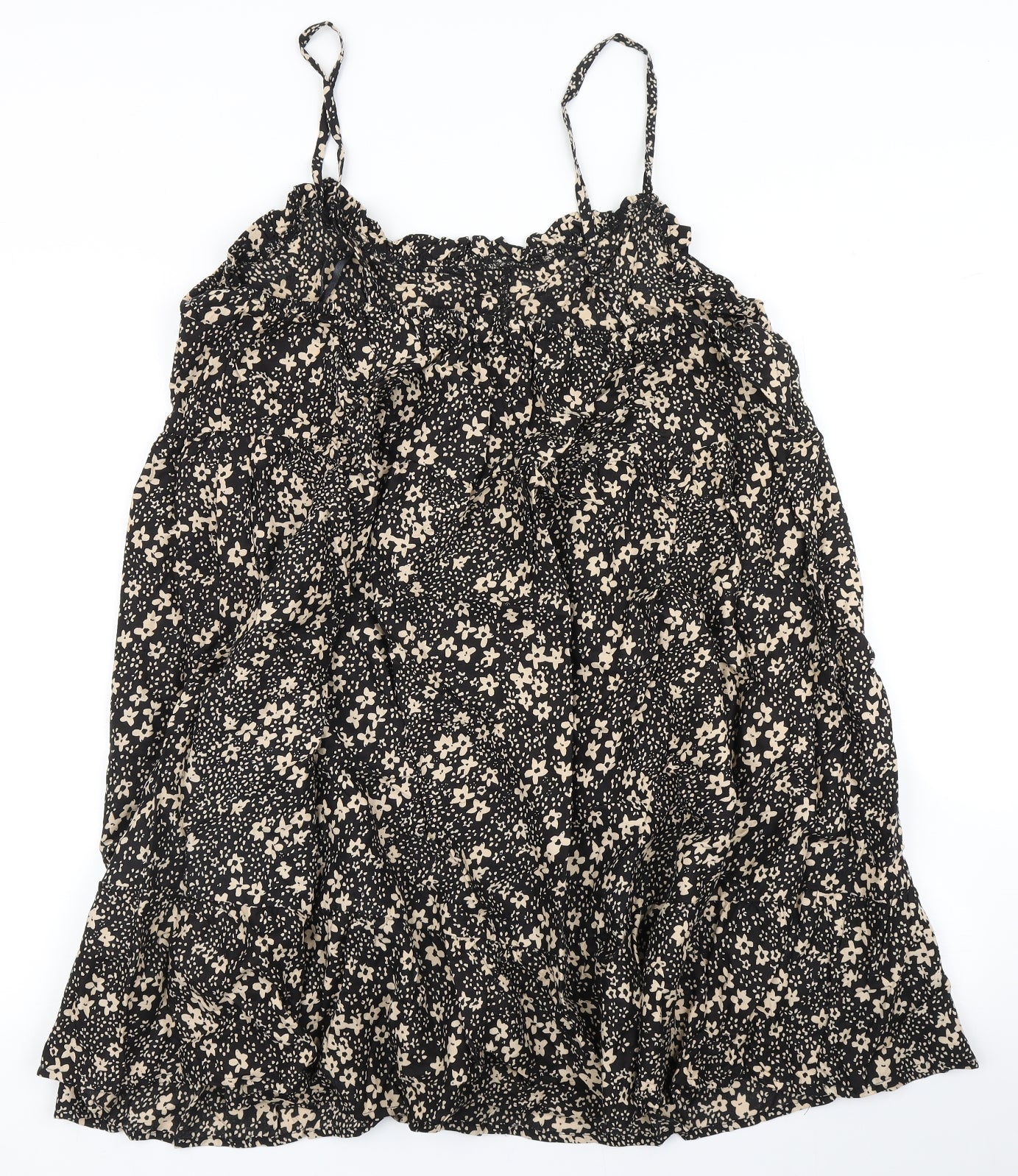 Pep&Co Womens Black Floral Viscose A-Line  Size 22  Round Neck
